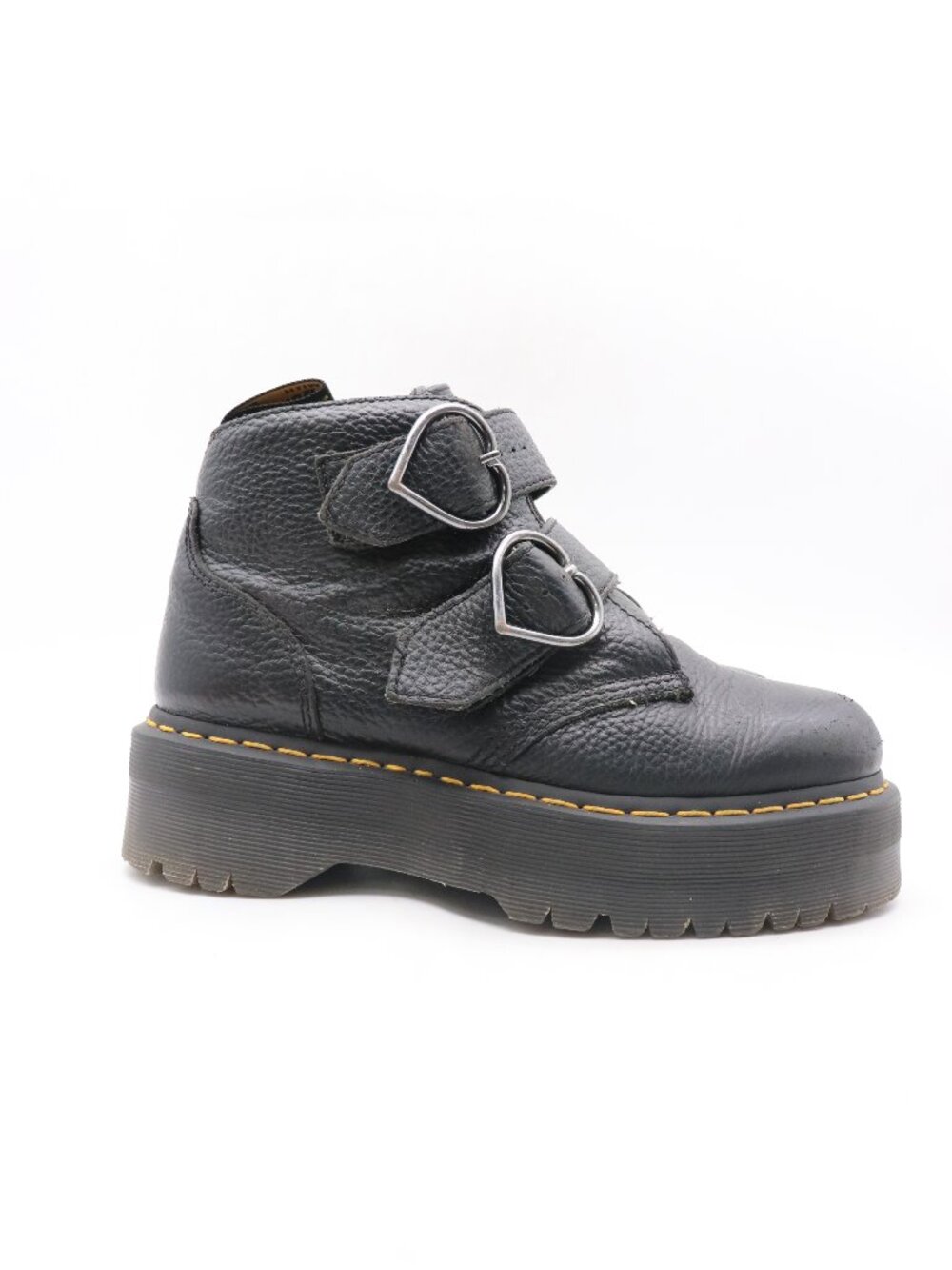 Doc Dr Martens Devon Heart Platform Boot Buckle Women's 8 Punk Goth Metal Grunge